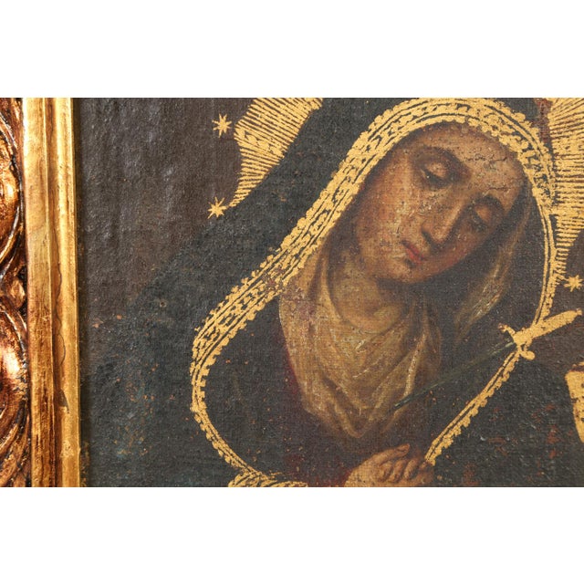 19th Century Mater Dolorosa, Oil on Cloth Over Panel, 19th Century For Sale - Image 5 of 11