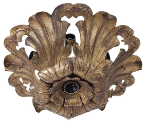 Wrought Iron Flower Ceiling Lamp, 1940s