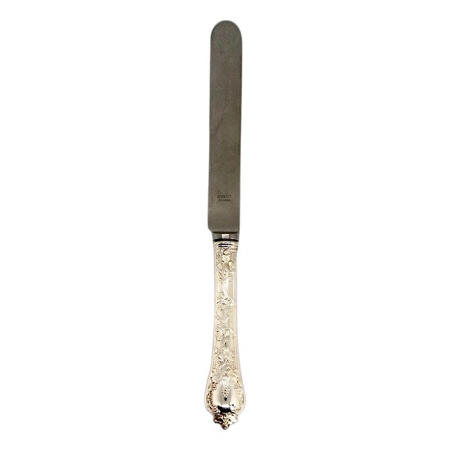 French Odiot Demidoff .950 Sterling Silver and Stainless Steel Salad Knife For Sale