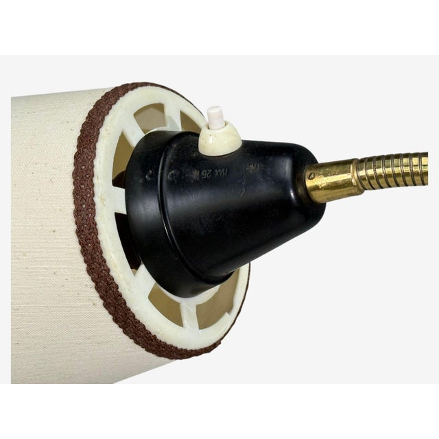 Black 1960s Swedish Modern, Floor Lamp, Black Lacquered Metal, Brass, Fabric For Sale - Image 8 of 12