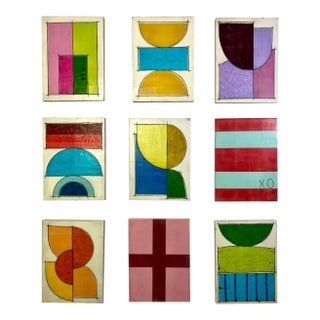 Original Encaustic Mixed Media Installation by Gina Cochran - 9 Panels "Enjoy the Show" For Sale