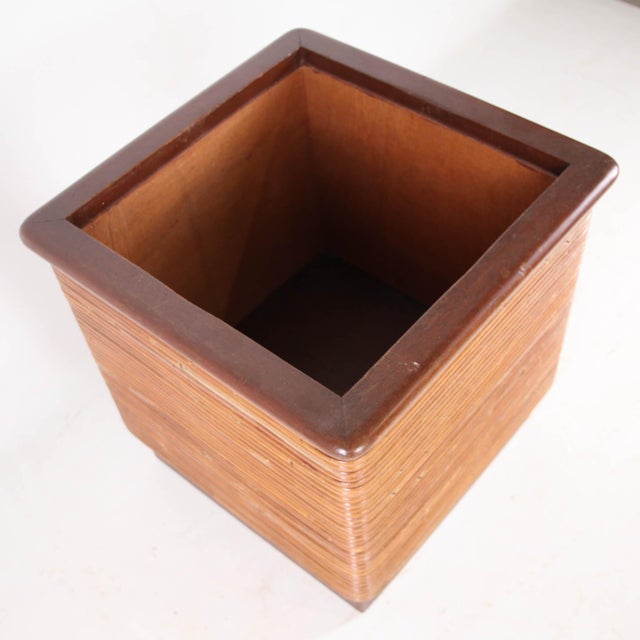 Vintage Rattan and Wood Planter, 1970s For Sale - Image 11 of 13