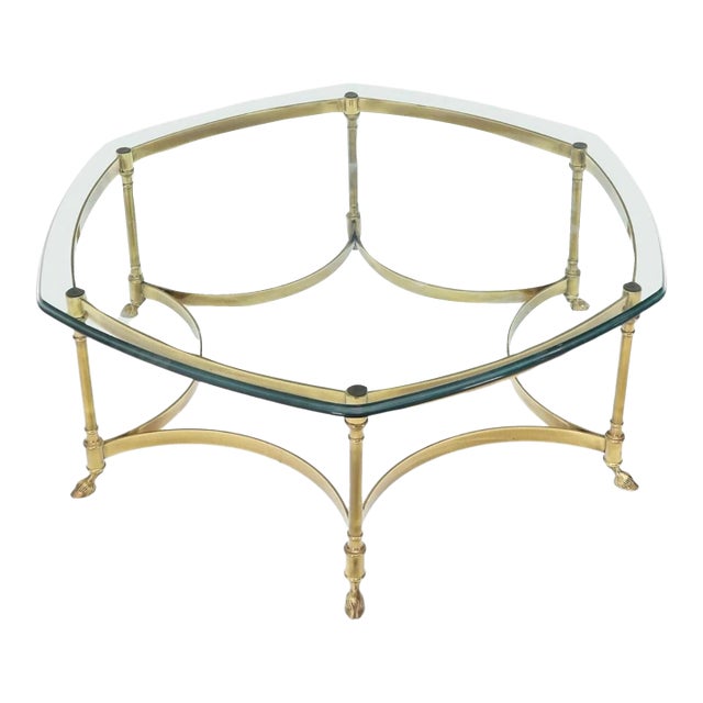 Mid-Century Modern Labarge Attributed Hollywood Regency Brass Coffee Table For Sale