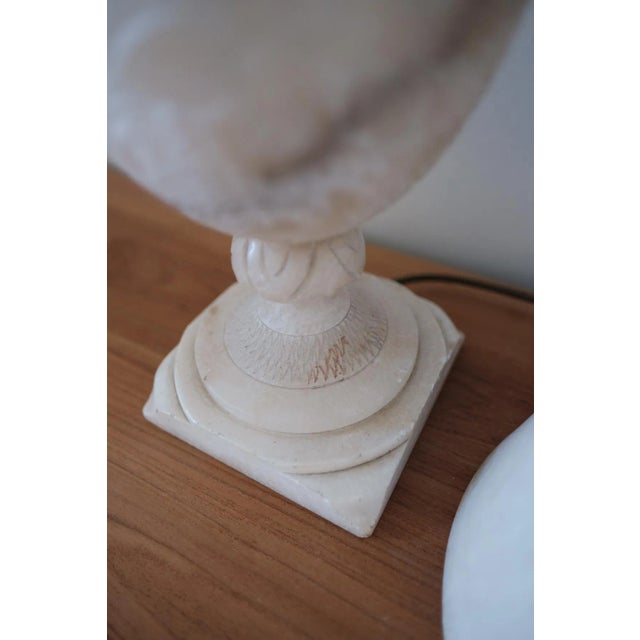 Antique Alabaster Table Lamp with Alabaster Shade For Sale - Image 4 of 6