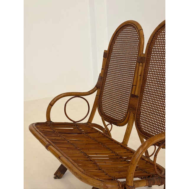 Two-Seater Sofa in Rattan with Vienna Straw Backrest, 1970s For Sale - Image 9 of 15