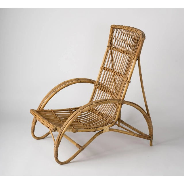 Midcentury Rattan Lounge Chair in the Style of Audoux Minet, France, 1960s For Sale In New York - Image 6 of 13