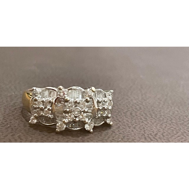 Three-Stone 1.5 Carat Diamond Cluster Cocktail 14 Karat Gold Ring For Sale - Image 18 of 18