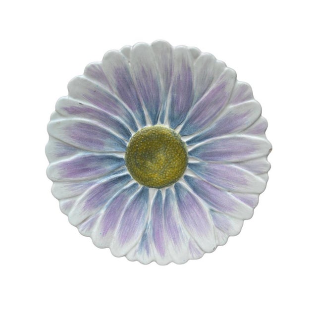 French Majolica Pink Daisy Plate Orchies, Circa 1890 For Sale - Image 9 of 9