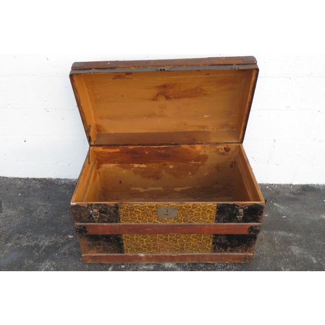 Wood Early 1900s Travel Trunk Blanket Chest For Sale - Image 7 of 13