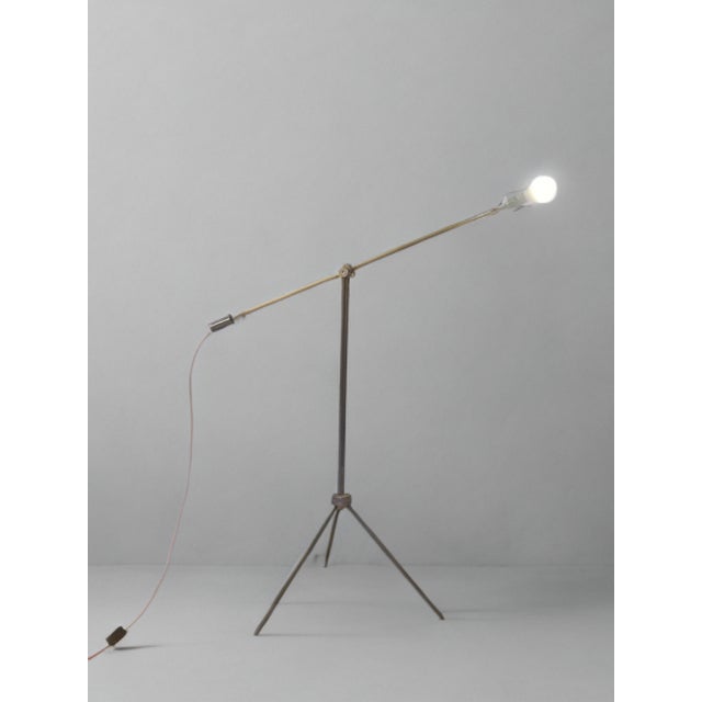 Silver Polish Industrial Tripod Floor Lamp attributed to Gałecki, 1970s For Sale - Image 8 of 8