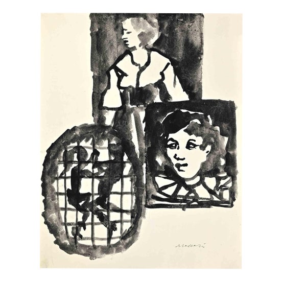 Mino Maccari, Studies, Watercolor, 1950 For Sale
