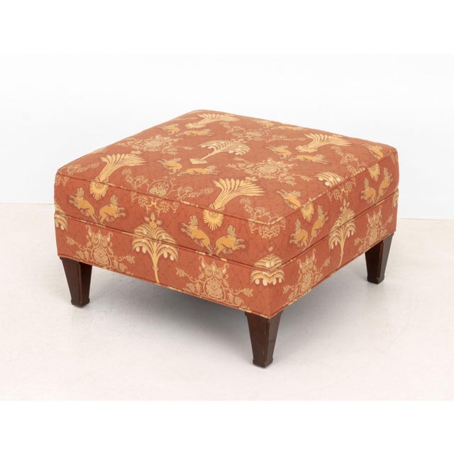 Baker Upholstered Wingback Armchair and Ottoman For Sale - Image 13 of 14