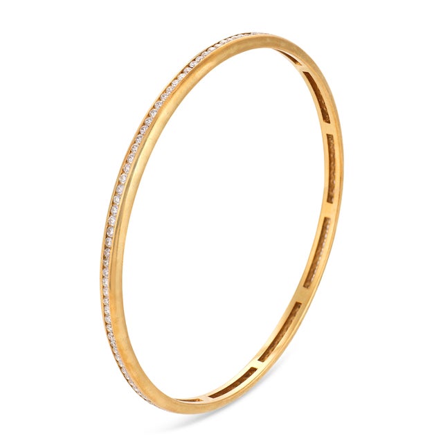 Contemporary Vintage Diamond 18k Yellow Gold Bangle Bracelet For Sale - Image 3 of 5