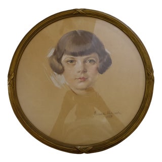 Ruska Marinova, Portrait of Child, 1920s, Pencil, Framed For Sale
