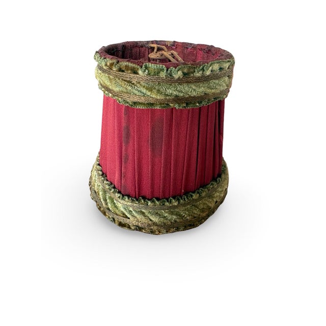 Gold Antique French Raspberry Silk Boudoir Lampshades With Gold Chenille Trim - Set of Five For Sale - Image 8 of 9