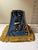 A striking, custom-made lamp shade crafted in luxurious Regal Farlow velvet in a rich sapphire blue zebra pattern,...