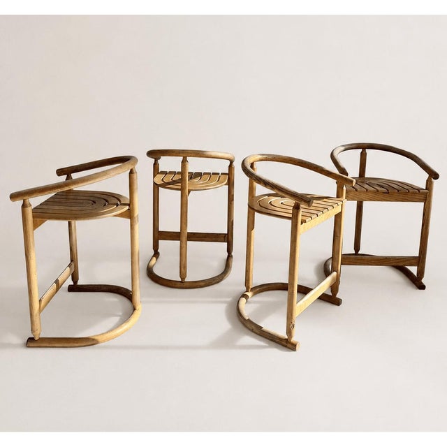 Postmodern Oak Bar Stools by Allmilmö, 1980s, Set of 4 For Sale - Image 14 of 14