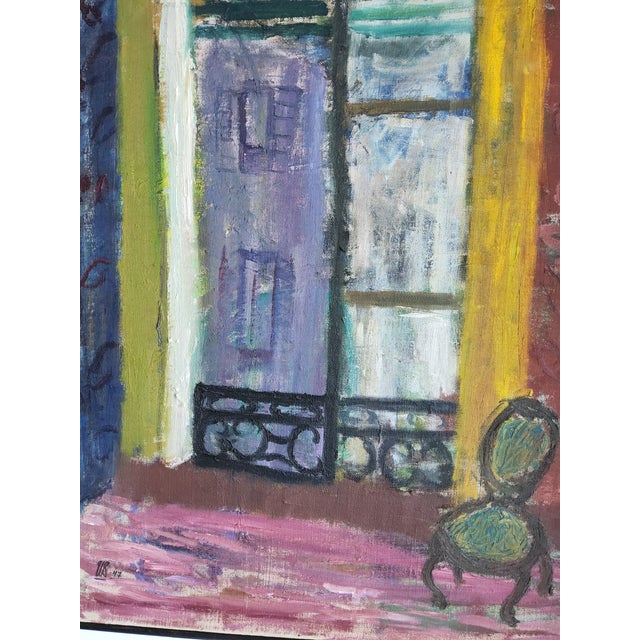 Paint 1947 Interior Oil Painting on Linen by Swedish Artist Ulla Borgstrom For Sale - Image 7 of 17