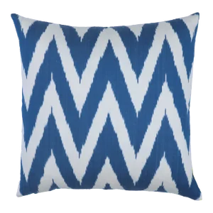 Contemporary Handmade Luxury Blue Silk Throw Pillow With Down Feather Insert