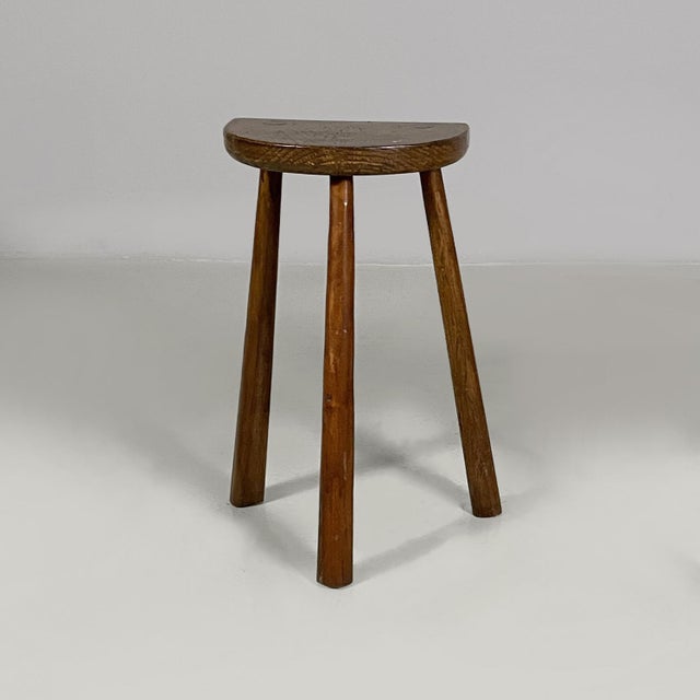 Mid-Century Modern Mid-Century Modern Italian Semi-Circular Stool in Wood, 1950s For Sale - Image 3 of 10