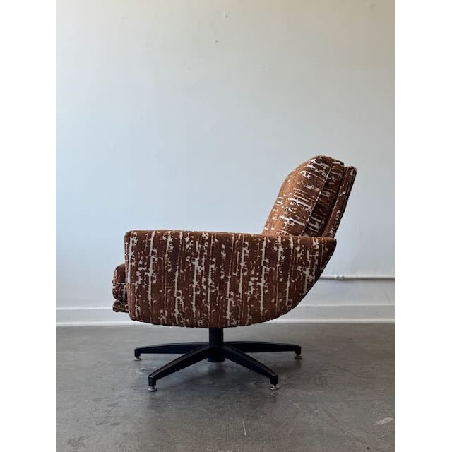 1960's Velvet Swivel Lounge Chair For Sale - Image 9 of 14