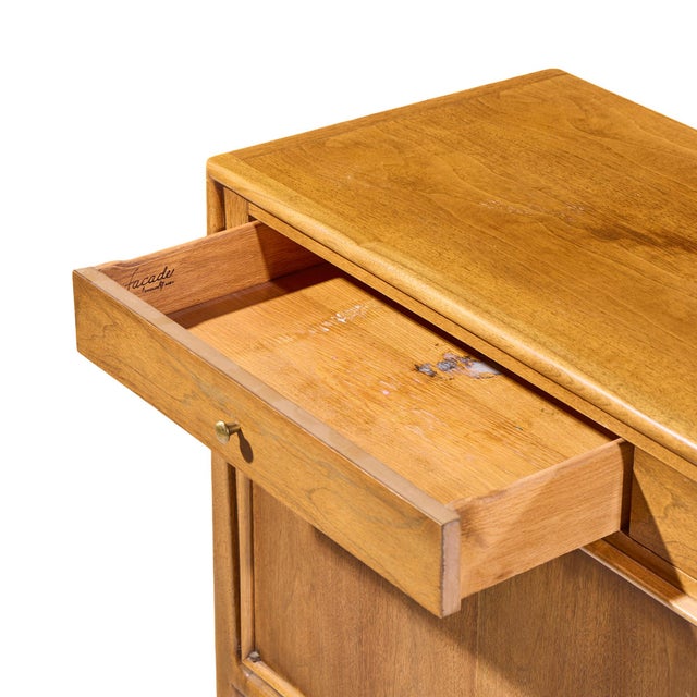 Brown Mount Airy Facade Mid Century Walnut and Brass Credenza For Sale - Image 8 of 10