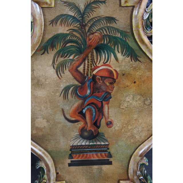 Early 21st Century Italian Florentine Monkey Palm Tree Coconuts Wall Medallion Plaque For Sale - Image 5 of 11