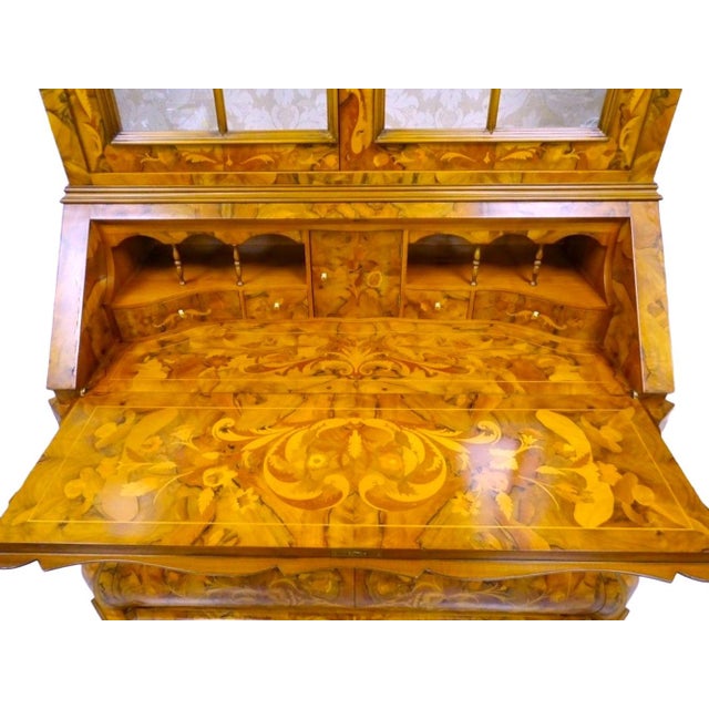 Early 20th Century Dutch Marquetry Trumeau Library Cabinet With Drop-Front Desk For Sale In New York - Image 6 of 9