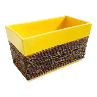 Mid Century Yellow Ceramic Planter by Bishop Ceramics of California For Sale