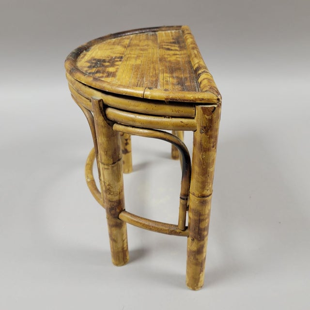 Modern Vintage Bamboo Demilune Display Stand For Sale - Image 3 of 6