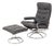 Ekornes Gray Leather Lounge Chair and Ottoman For Sale