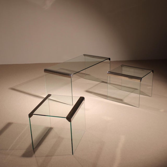 Nesting Table Set by Pierangelo Gallotti & Luigi Radice, Italy, 1980s, Set of 3 For Sale - Image 3 of 14