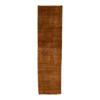Vintage Turkish Anatolian Brown Geometric Wool Runner For Sale