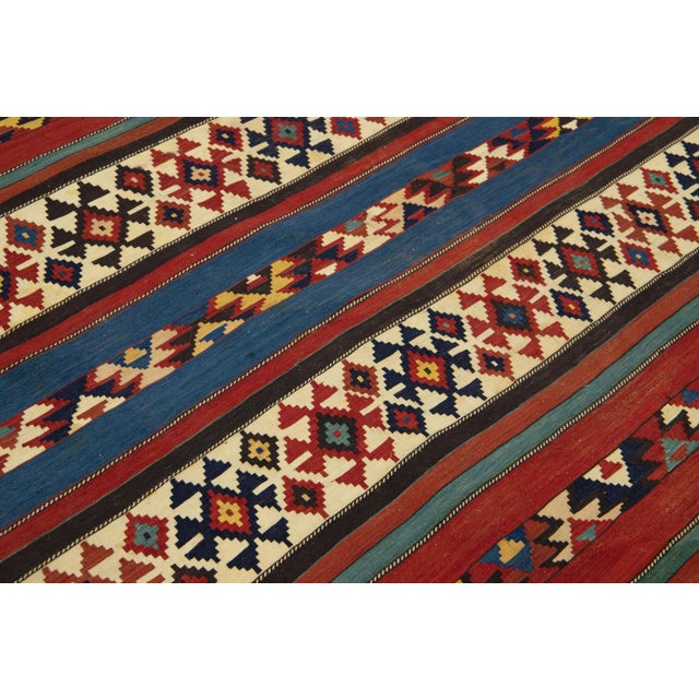 Beige Geometric Designed Vintage Turkish Kilim Wool Rug For Sale - Image 8 of 9