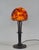Daum frères A large 1925 French art deco lamp in wrought iron. The excellent forged base holds a beautiful Daum shade in...