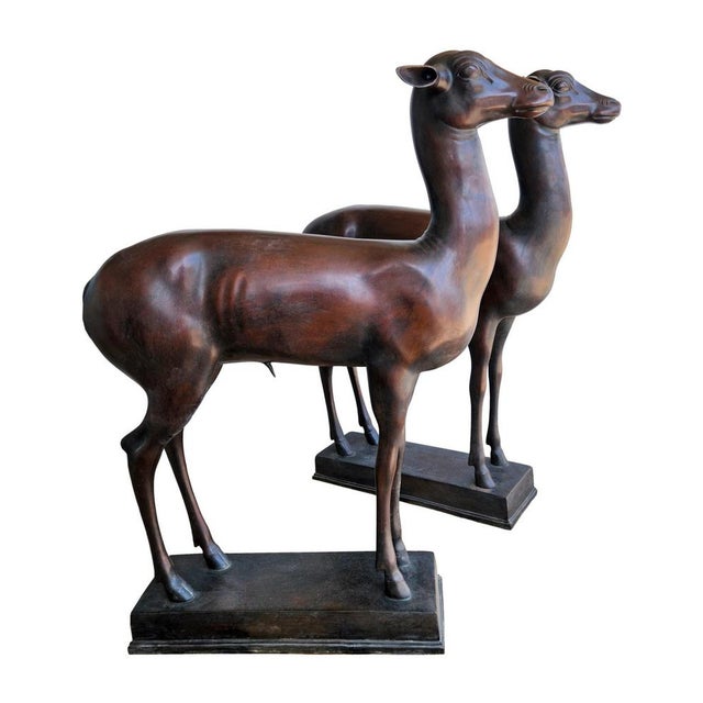 Modern Deer Sculptures in the style of Paul Getty, 1975, Set of 2 For Sale - Image 3 of 12