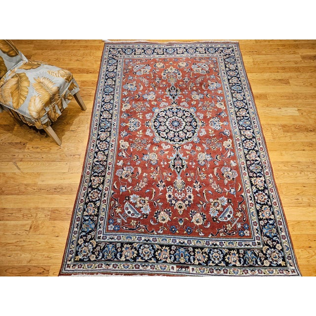 Vintage Turkmen Area Rug, Hand-Knotted Wool, Allover Geometric Pattern, Pistachio Green & Red, 4x8 For Sale - Image 10 of 18
