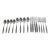 1960s Malta Japanese Mid Century Modern 4 Piece Setting for 4 Stainless Steel Black Detail Matching MCM Spoons Forks Knives 16 Pieces For Sale