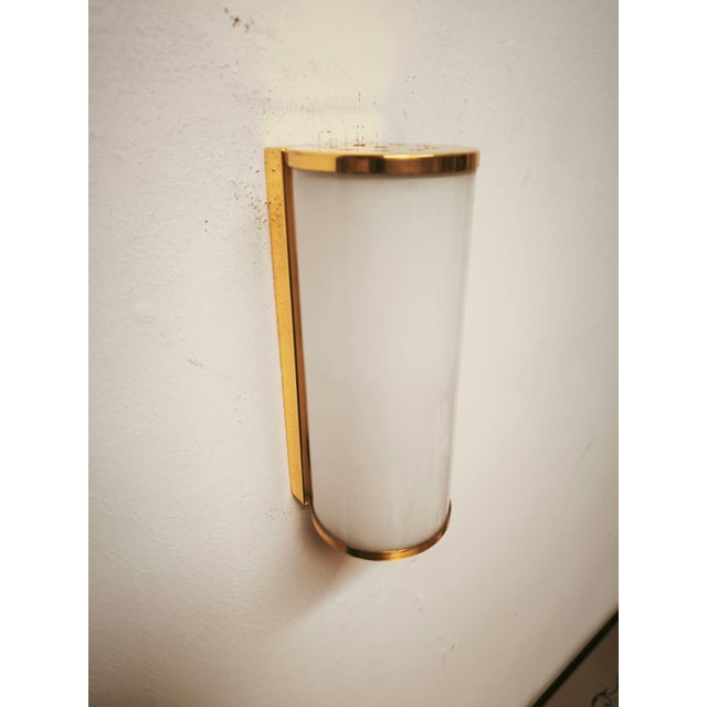 1960s Brass Wall Light with Opal Glass, 1960s For Sale - Image 5 of 9