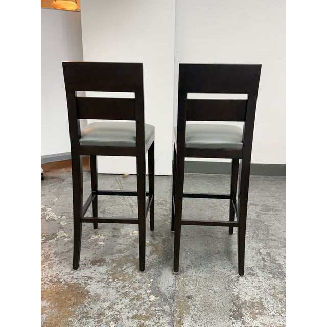 2010s Christian Liaigre for Holly Hunt Archipel Leather Barstools, Pair For Sale - Image 5 of 12