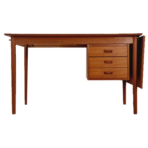 Mid-Century Danish Leaf Drop Teak Desk by Arne Vodder for Sigh & Sons, 1960s For Sale