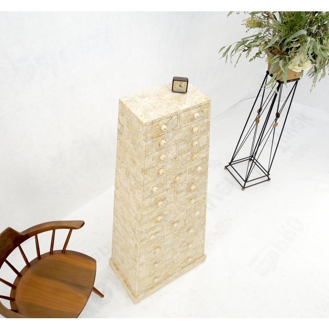 Pyramid Shape Tessellated Stone Marble Ball Pulls High Chest Dresser Drawer For Sale - Image 10 of 12