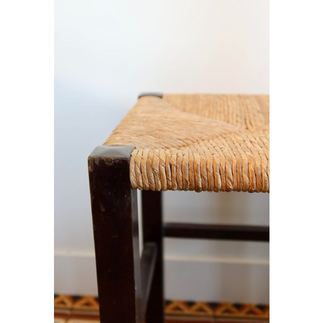 Wood Vintage Rustic Wooden Stool with Straw Seat, 1960s For Sale - Image 7 of 9