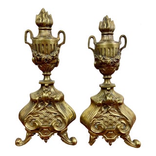 Late 19th Century Napoleon Brass Andirons- a Pair For Sale