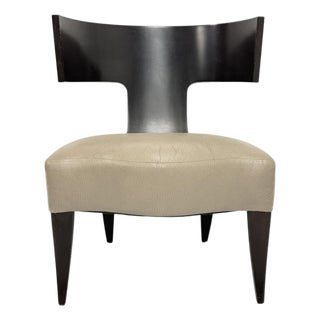 1980s Donghia Klismos Slipper Chair in Mahogany-Finished Maple and Leather For Sale