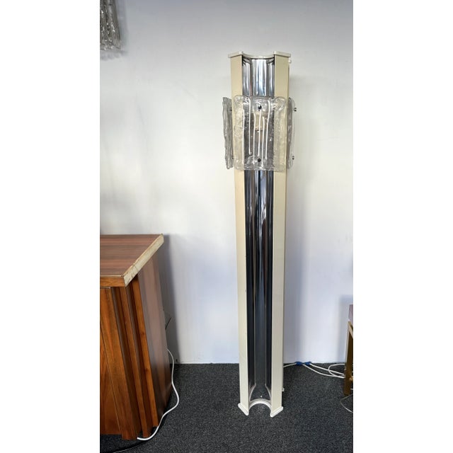 Metal Mid-Century Modern Murano Glass and Metal Floor Lamp by Esperia, Italy, 1970s For Sale - Image 7 of 13