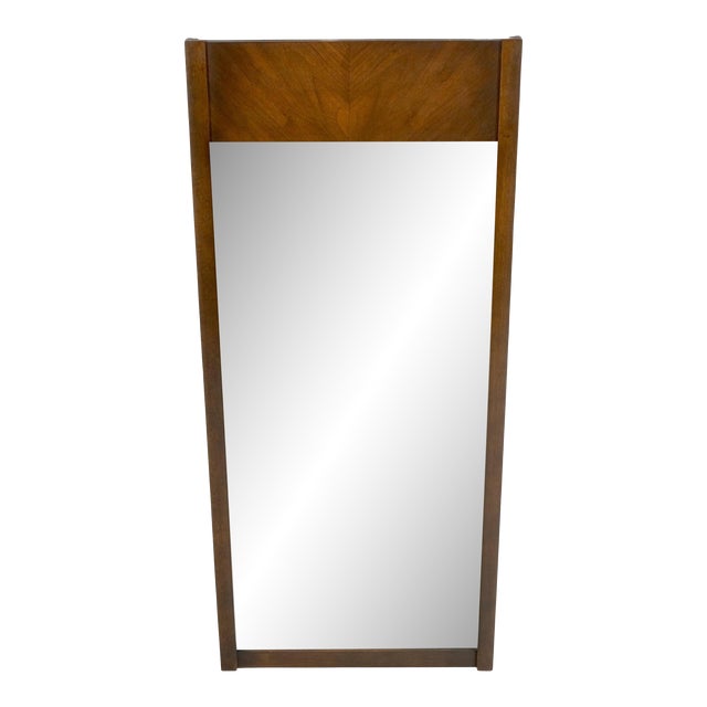 Mid-Century Modern Walnut Hanging Wall Mirror For Sale
