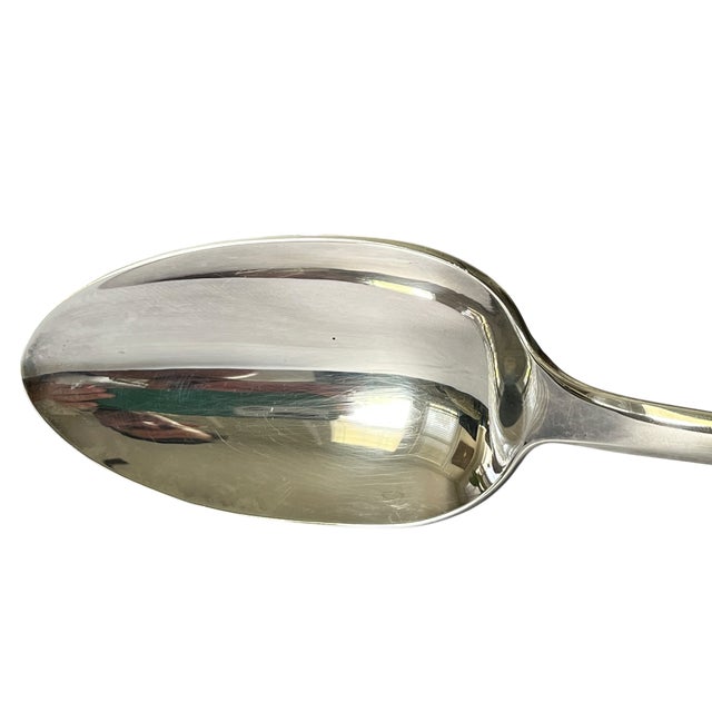 Gorham Vintage Gorham Electroplated Hotel Silver "Rochambeau" Stuffing Serving Spoon, 1780 Reproduction With Engraved Jabez Bowen Presentation, 12.5" For Sale - Image 4 of 7