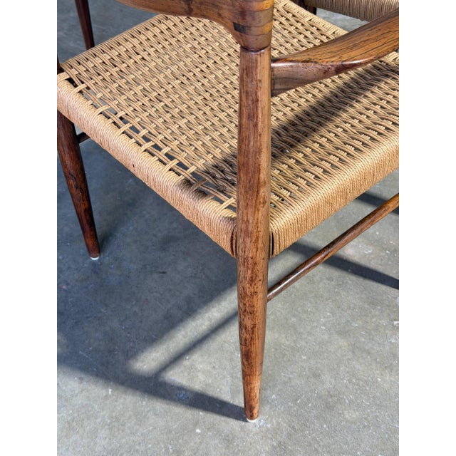 In Style of h.w. Klein for Bramin Teak and Rosewood Woven Cord Dining Armchairs Set of 6 Danish Mid-Century Modern 1960s For Sale - Image 13 of 16