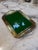 Vintage Brass Tray With Green Glass Insert For Sale - Image 4 of 9